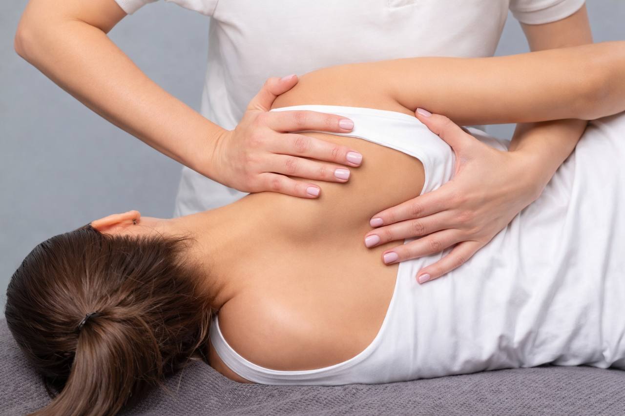 Gentle adult craniosacral therapy session
